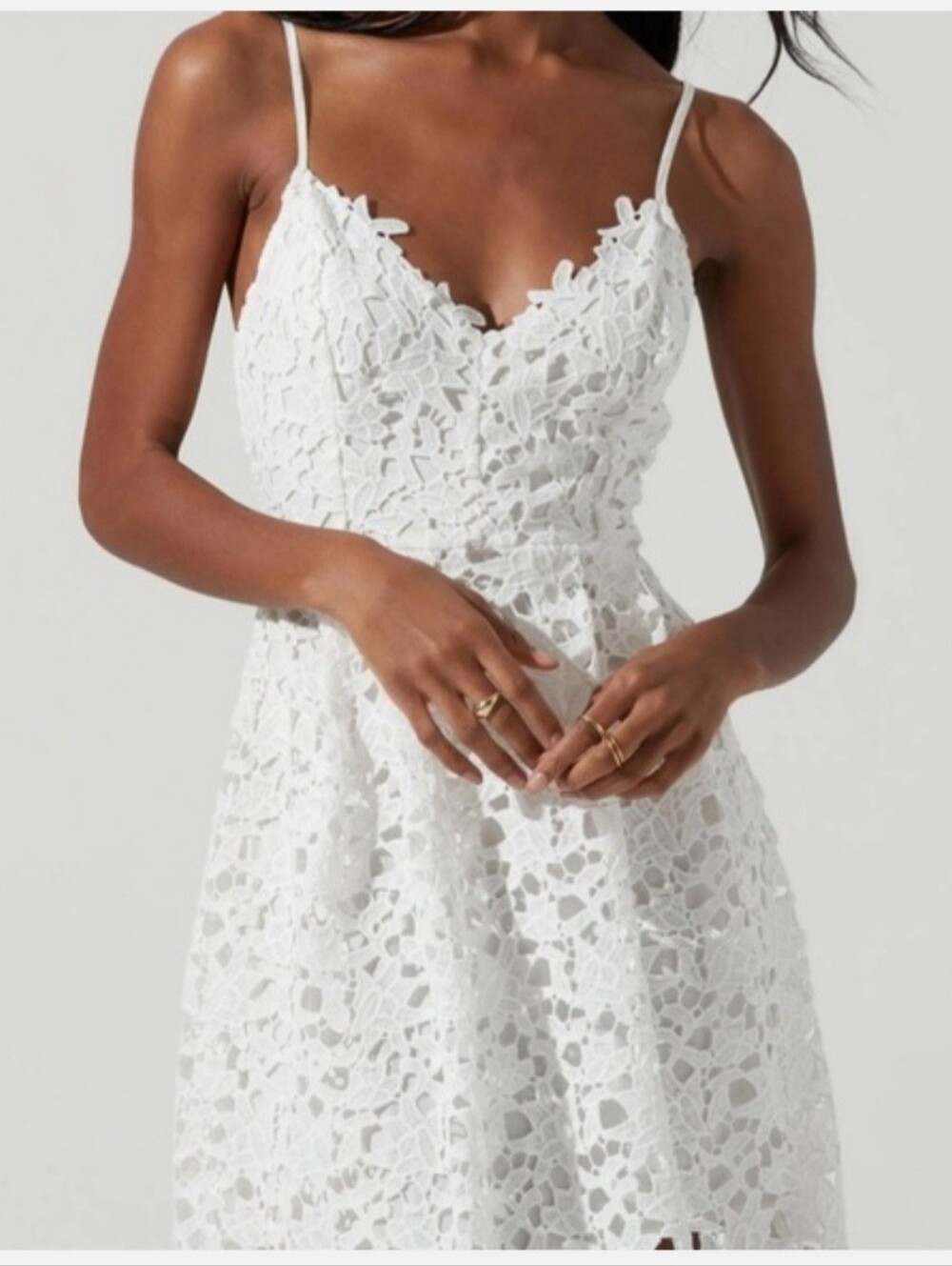 ASTR The Label white lace midi dress EUC Like New Size S